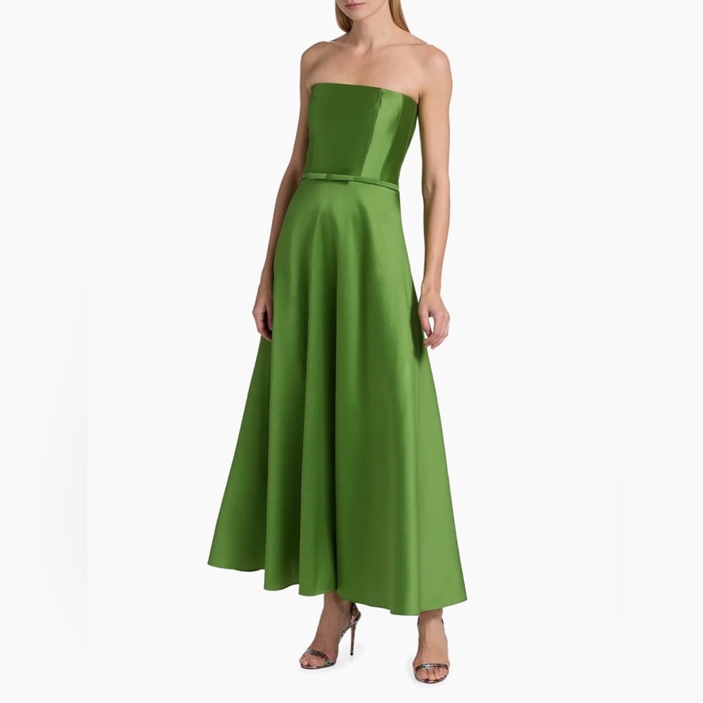 Sachin + Babi - Darian Bow-Detailed Strapless Green Cocktail Dress - Size 0 - Picture 2 of 10